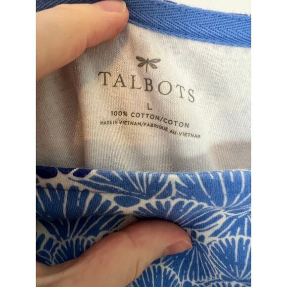 Talbots Women's L Shift Dress Sea Shell Print Pink Blue Knee Length Short Sleeve - Picture 5 of 10